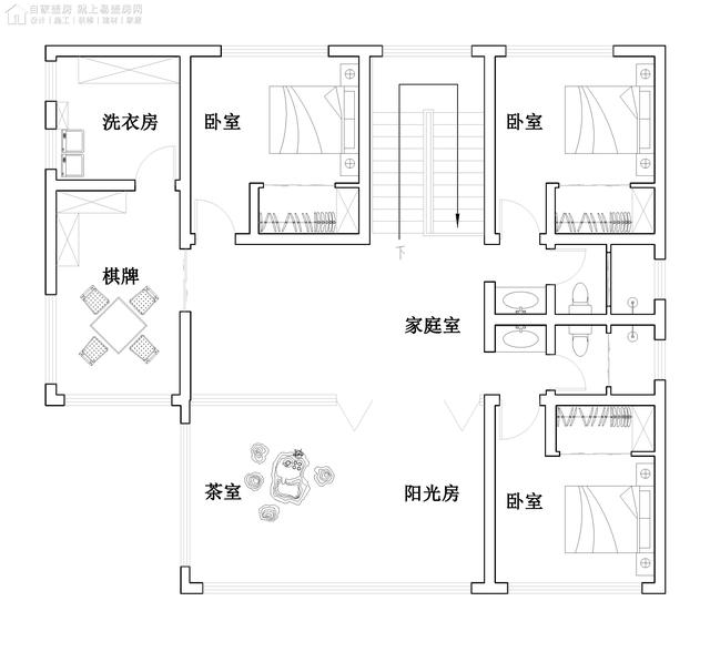 有着大落地窗和极强现代感的二层别墅设计图纸