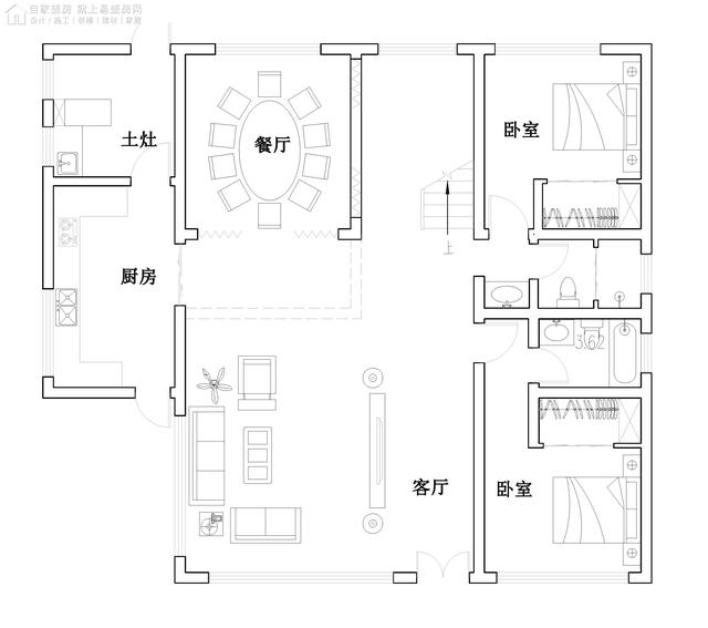 有着大落地窗和极强现代感的二层别墅设计图纸