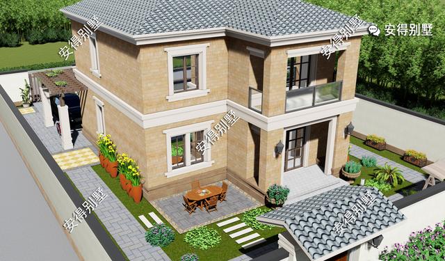 适合农村自建的2层欧式小别墅，开间8.6米、造价30万，棒极了