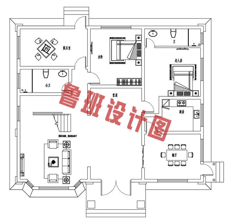 造价25万欧式自建别墅设计一层户型图