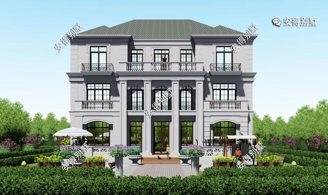 震撼大气的法式别墅，占地16x12m建出超级豪宅感，8间房间带堂屋
