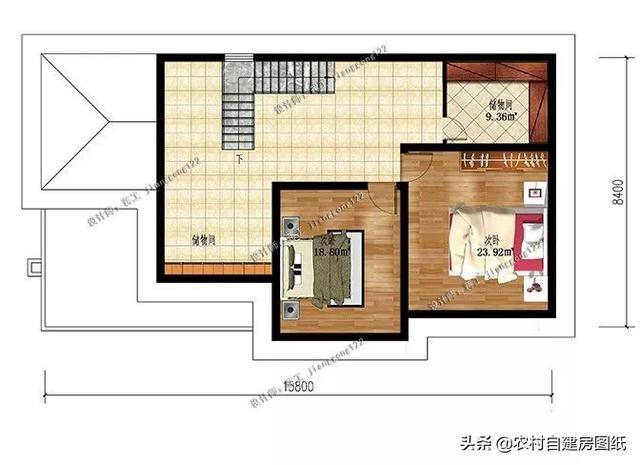 16×8米3款农村别墅设计，建二层当三层用，第3款还有烤火间