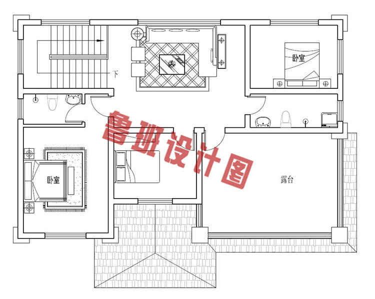 新款农村三层复式别墅设计三层户型图