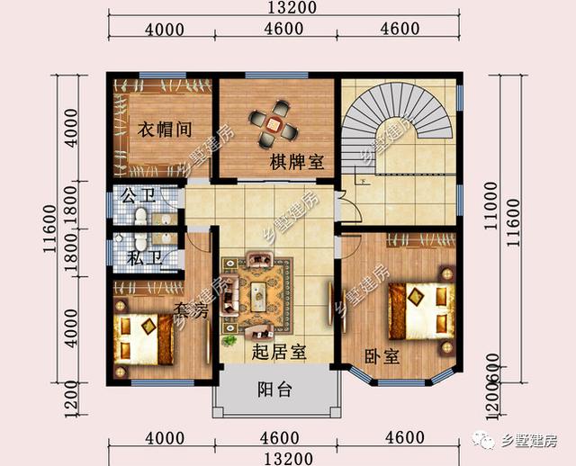 13x11米二层别墅，外观靓丽居住舒适，是农村建房的上上之选