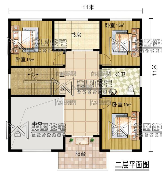 11x11米三层别墅，7居室还带棋牌室，理想农村生活的标配