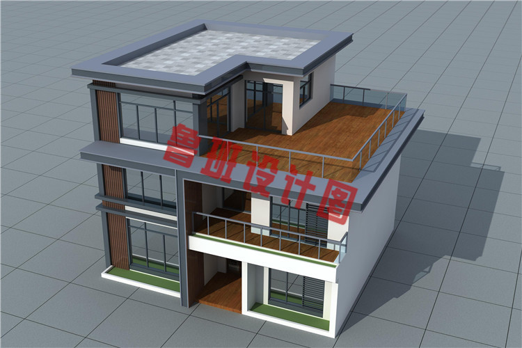 现代风格农村三层小户型别墅设计图片
