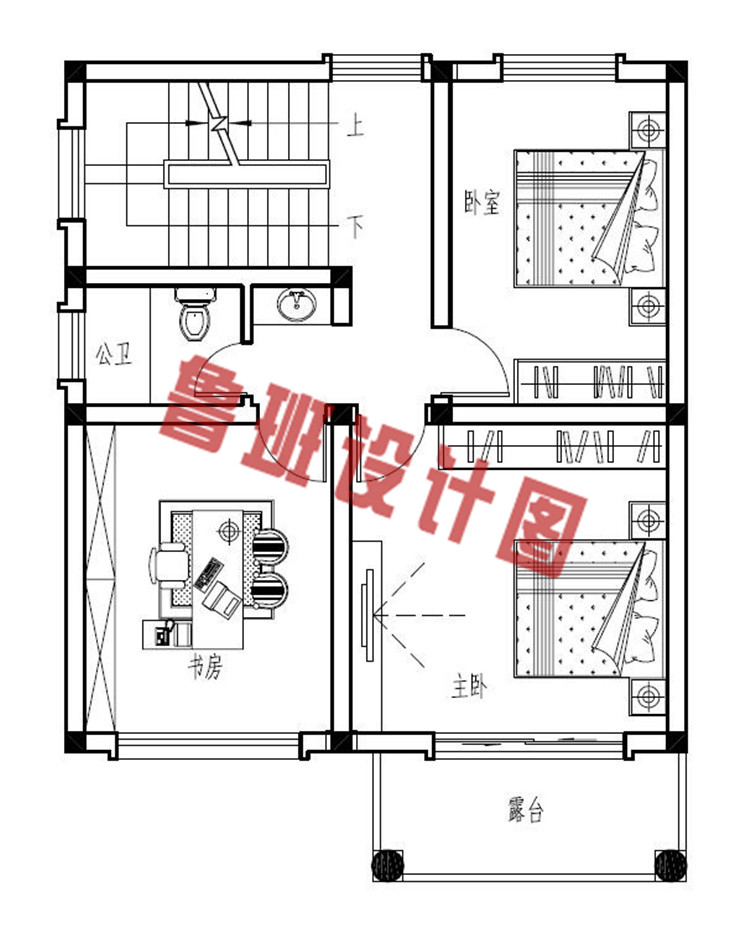 农村小户型三层别墅设计二层户型图