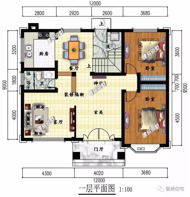 占地面积120左右的农村别墅，欧式风格设计，30万搞定一栋