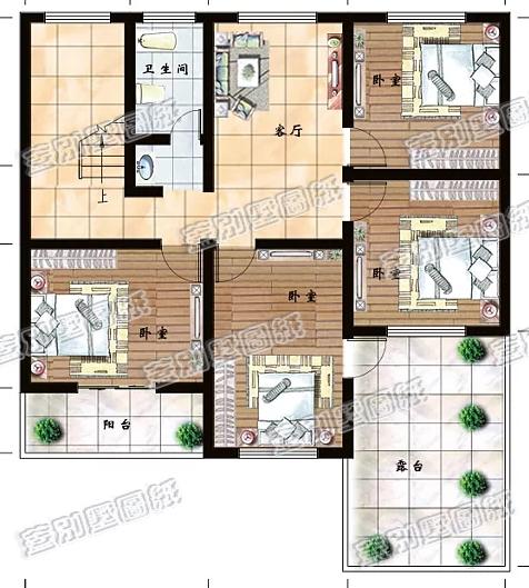 20万11×13米带卧室套间农村二层别墅全套施工图