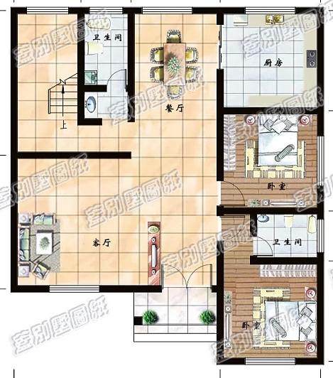 20万11×13米带卧室套间农村二层别墅全套施工图