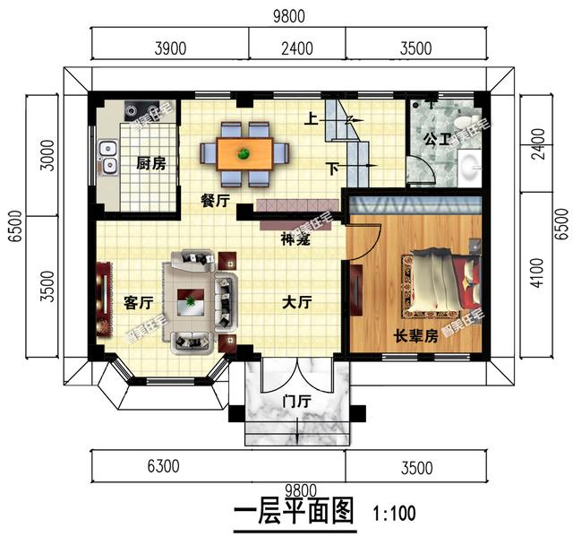 一款占地68平的二层小别墅，完美匹配“麻雀虽小五脏俱全”