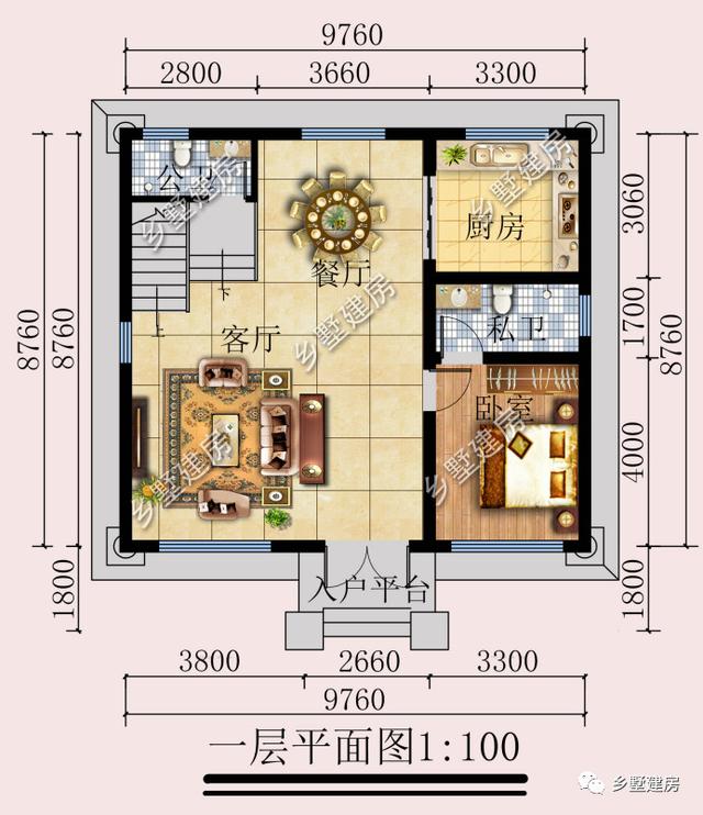 9.7X8.7米农村小别墅，20万就能建，方寸之间自成天地