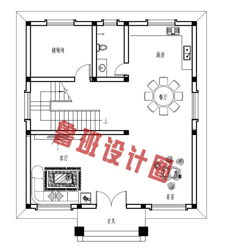 2019农村三层别墅全套CAD设计一层户型图