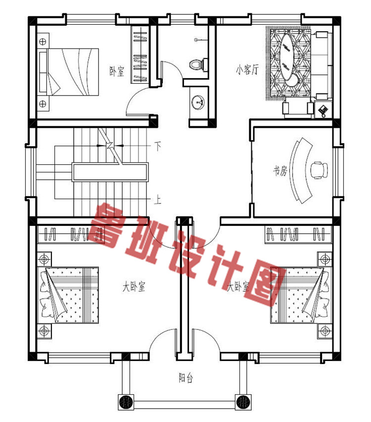 2019农村三层别墅全套CAD设计二层户型图