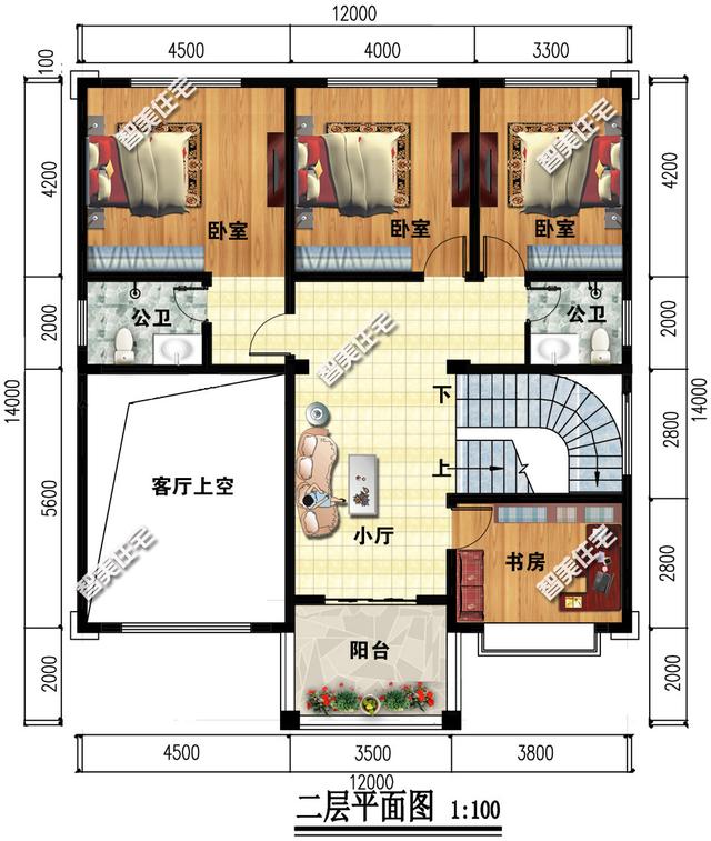 12×14米四层平顶别墅，不做坡屋顶也好看，而且还省钱