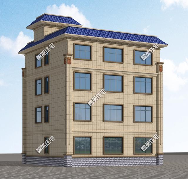 12×14米四层平顶别墅，不做坡屋顶也好看，而且还省钱