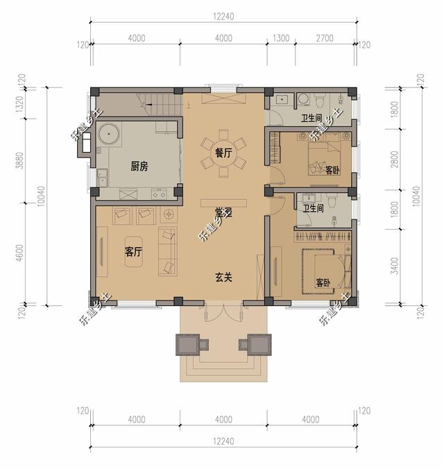 湖北省松滋市乡村三层12X12米法式别墅设计，品质方正，轻奢典雅