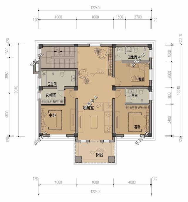 湖北省松滋市乡村三层12X12米法式别墅设计，品质方正，轻奢典雅