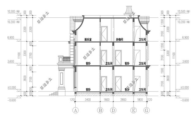 湖北省松滋市乡村三层12X12米法式别墅设计，品质方正，轻奢典雅