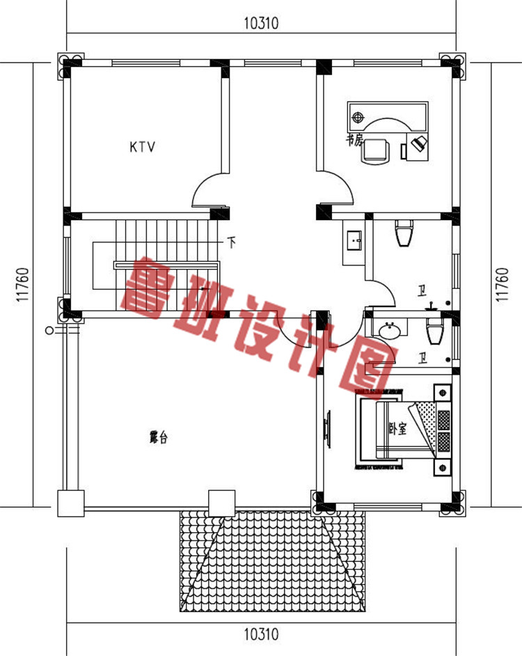 复式三层经典农村自建别墅设计三层户型图