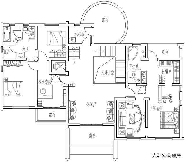 南3层北2层?还有篮球场+花园露台!且看功能17合1的新中式别墅