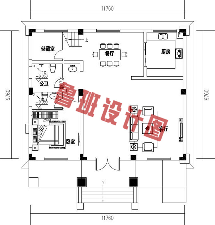120平方米二层欧式别墅设计一层户型图