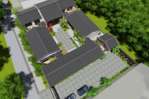 一层四合院别墅效果图，宅基地大的这样盖房子就美呆了。