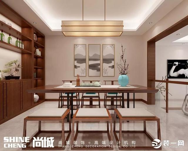 泰安尚城装饰420平新中式风格别墅装修案例 意境感满满