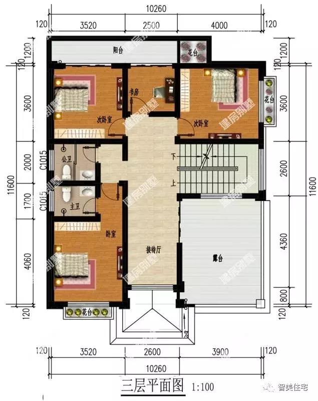 面宽10米左右的自建房，大露台、挑空客厅和主卧套房，一应俱全