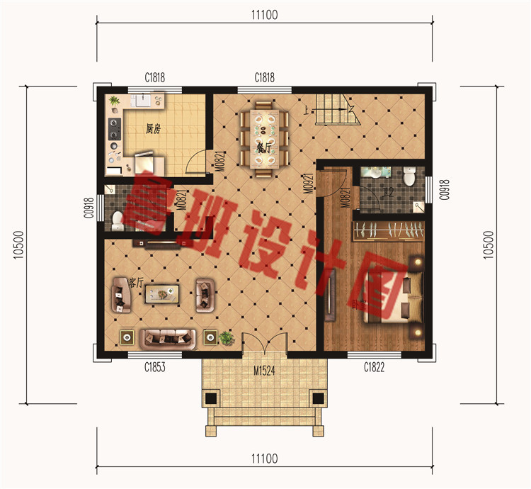 100平米别墅设计图二层别墅一层户型图