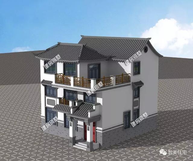 7栋中式风格的农村别墅，造价低的23万，最后一栋太豪华