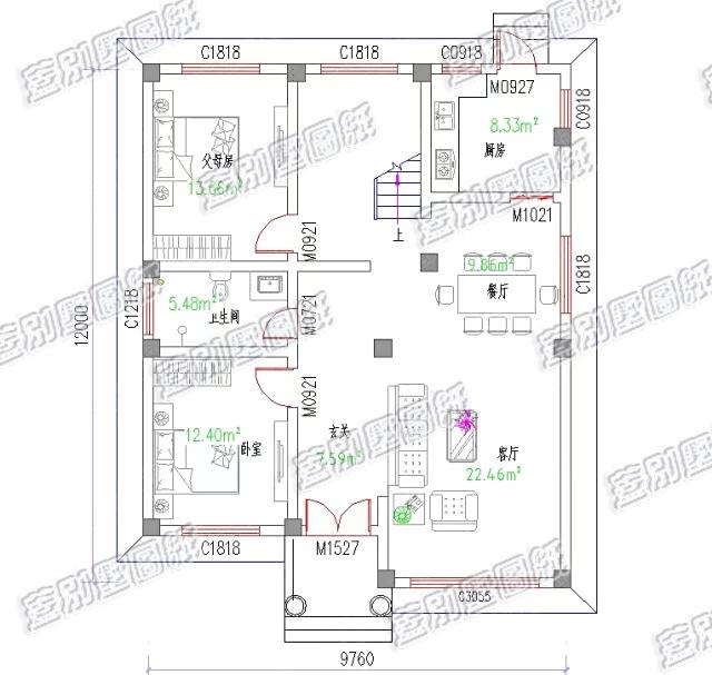 10×12米复式三层房屋施工效果图，户型美观大方，施工难度不高