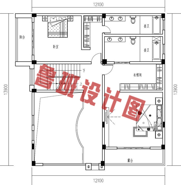 现代风格农村别墅设计二层户型图