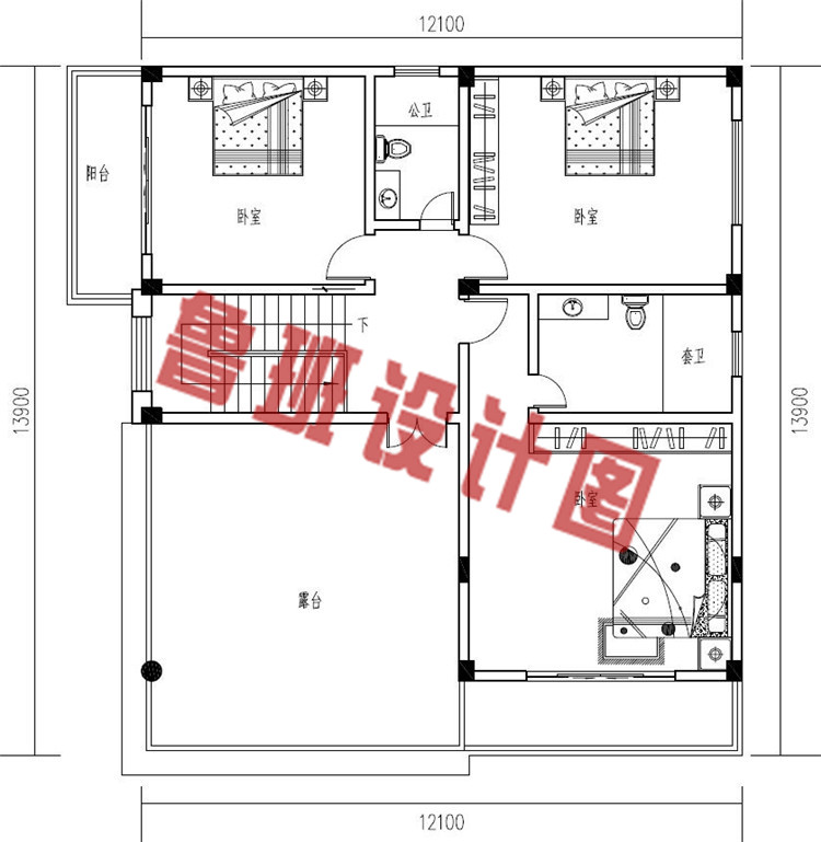 现代风格农村别墅设计三层户型图