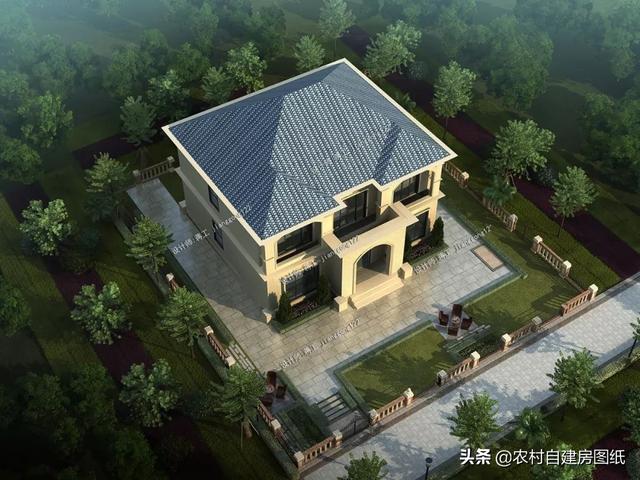 面宽12.6×进深13.5m实用型两层欧式别墅，造价仅需35万，你敢信