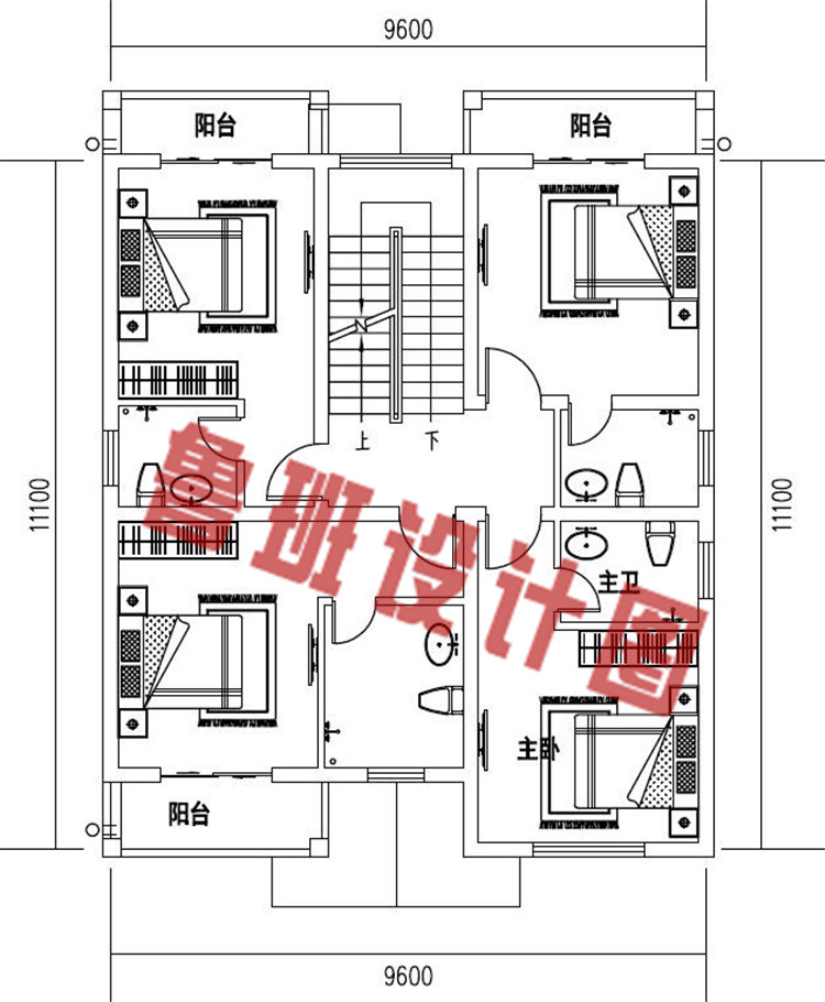 新农村二层欧式自建房屋设计二层户型图