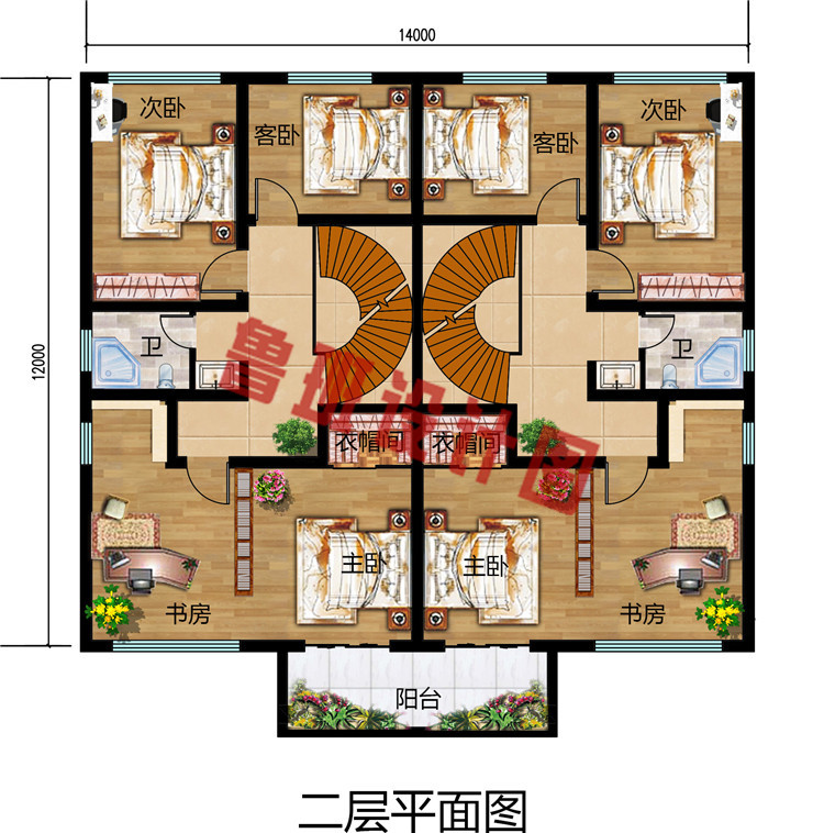 190平二层双拼别墅设计图，单户95平左右