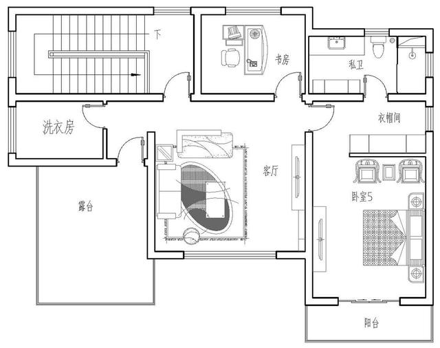 13.7X9.6米小进深简欧户型，外挑式阳台平顶设计，5室5厅52万造价