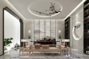 新中式别墅设计效果图，大方简洁，让人感到宁静安逸。