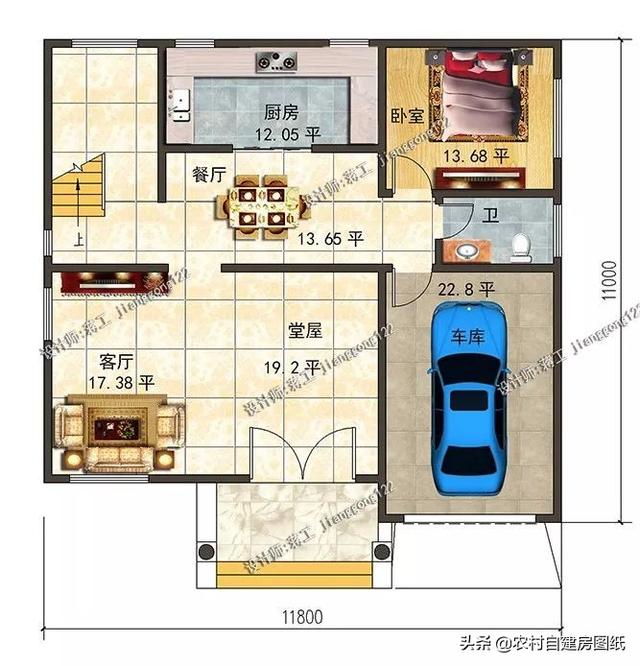 五款最好建农村别墅,第二款自带庭院,第五款设计有地下室