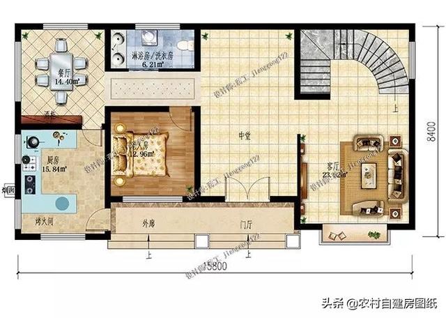 五款最好建农村别墅,第二款自带庭院,第五款设计有地下室