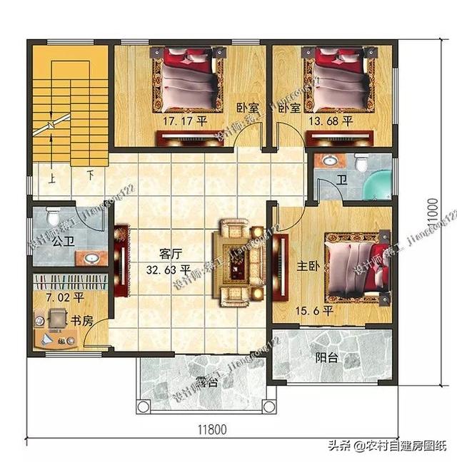 五款最好建农村别墅,第二款自带庭院,第五款设计有地下室