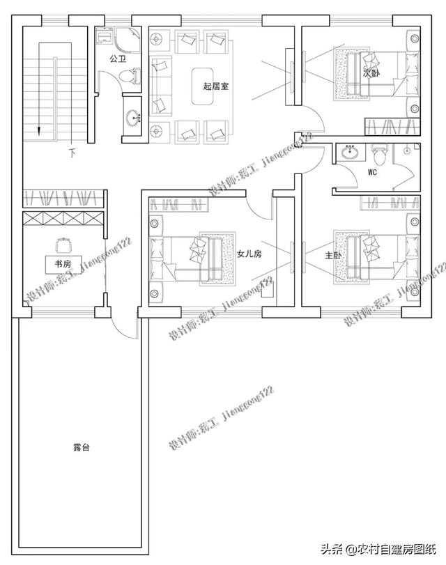 五款最好建农村别墅,第二款自带庭院,第五款设计有地下室