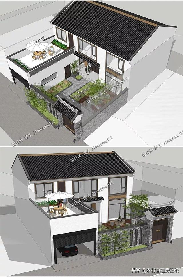 五款最好建农村别墅,第二款自带庭院,第五款设计有地下室
