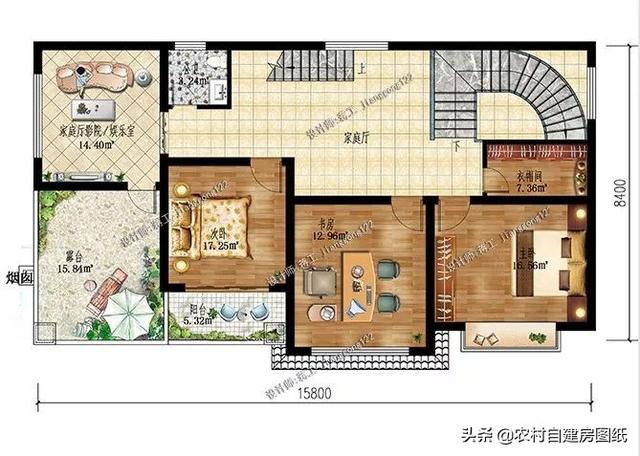 五款最好建农村别墅,第二款自带庭院,第五款设计有地下室