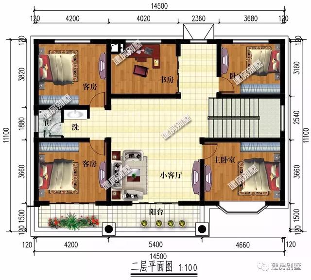 两栋面宽14米多的农村自建房，第一栋空间使用率高，不浪费