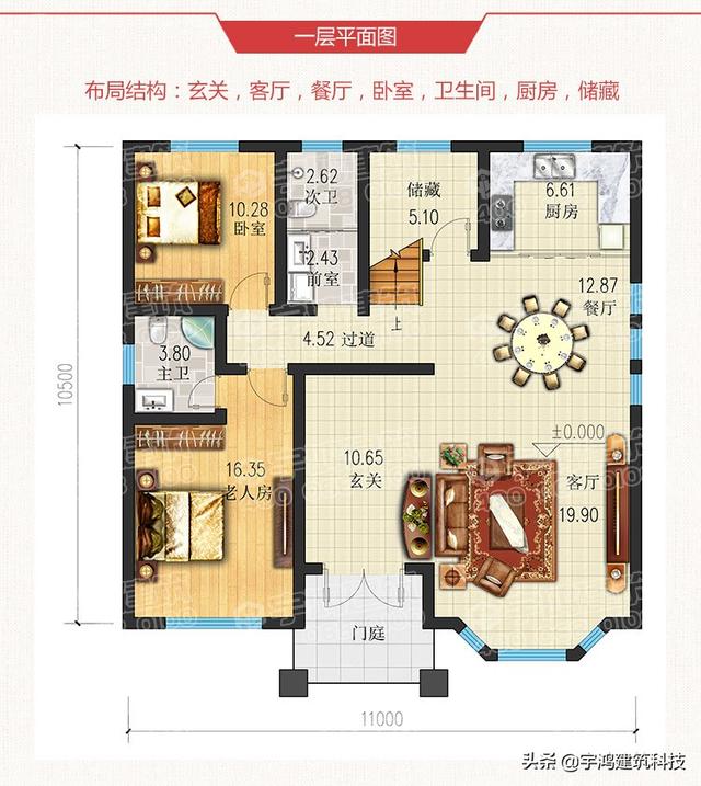 三栋面宽11米的两层小别墅，农村住宅就是要建漂亮和实用