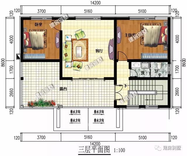 小进深的两栋农村自建房，第一栋欧式风格，第二栋新中式