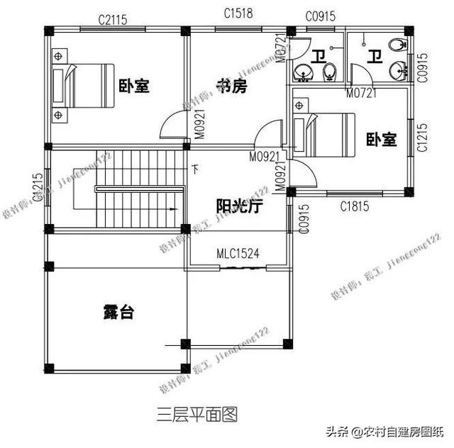 「经典」11.7m×12m，经典三层欧式别墅，空间大造价亲民