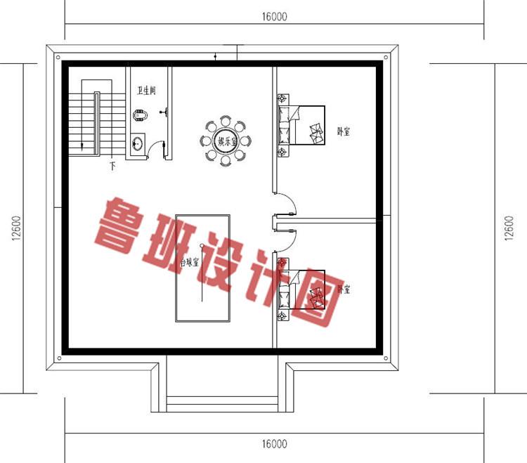 简单实用二层别墅设计阁楼户型图